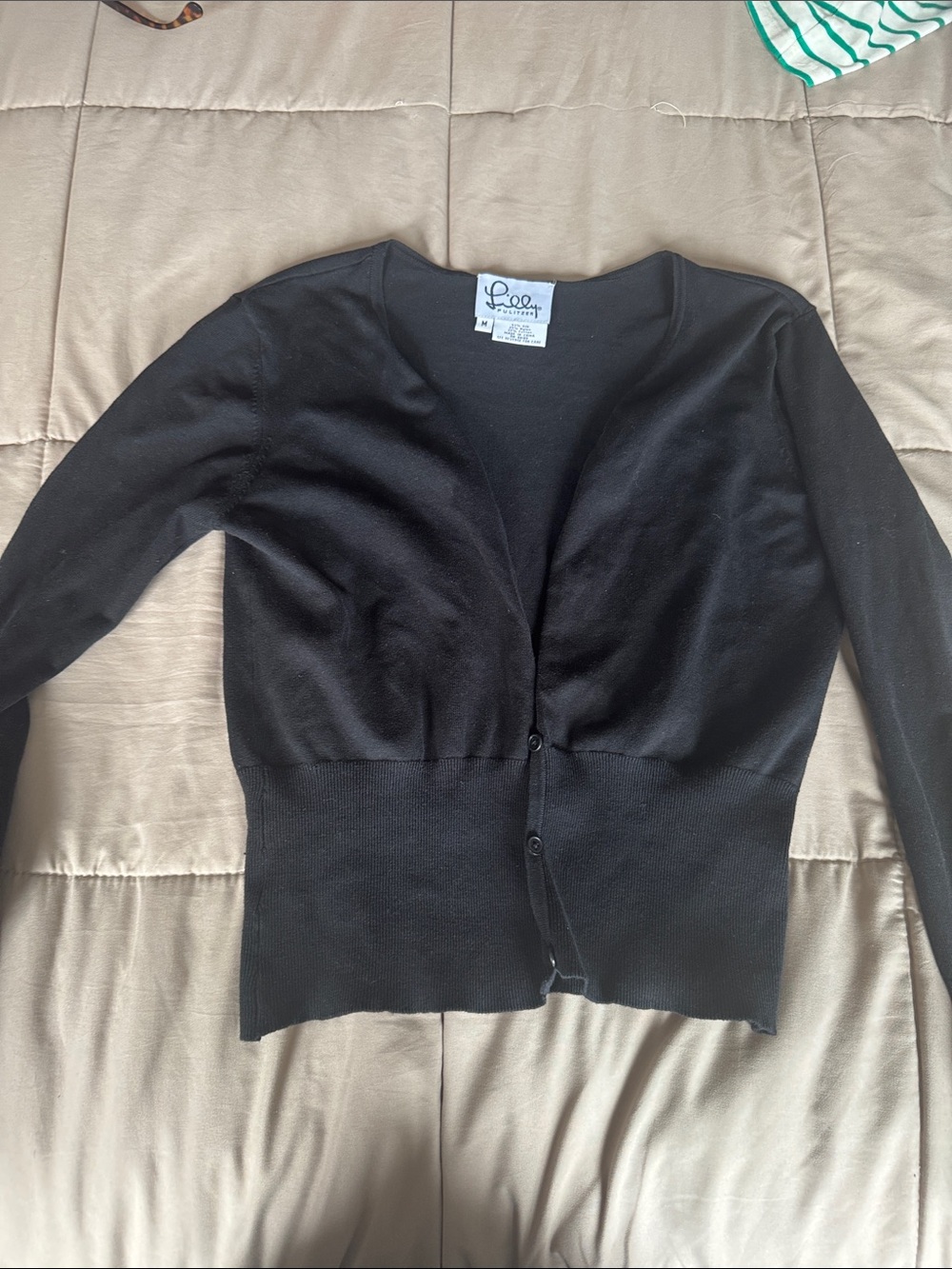 Lilly Pulitzer Black Long-Sleeve V-Neck Button Cardigan